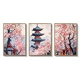 阪画屋 アートパネル アートボード ポスター 玄関 壁画 壁掛け 壁飾り 部屋飾り 飾り絵 絵 絵画 油絵 ソファの背景画 インテリア 現代 モダン フレーム 額付き 木枠付きの完成品 木目調 キャンバス 和風 日本 japan プレゼント ギフト 30×40×3枚