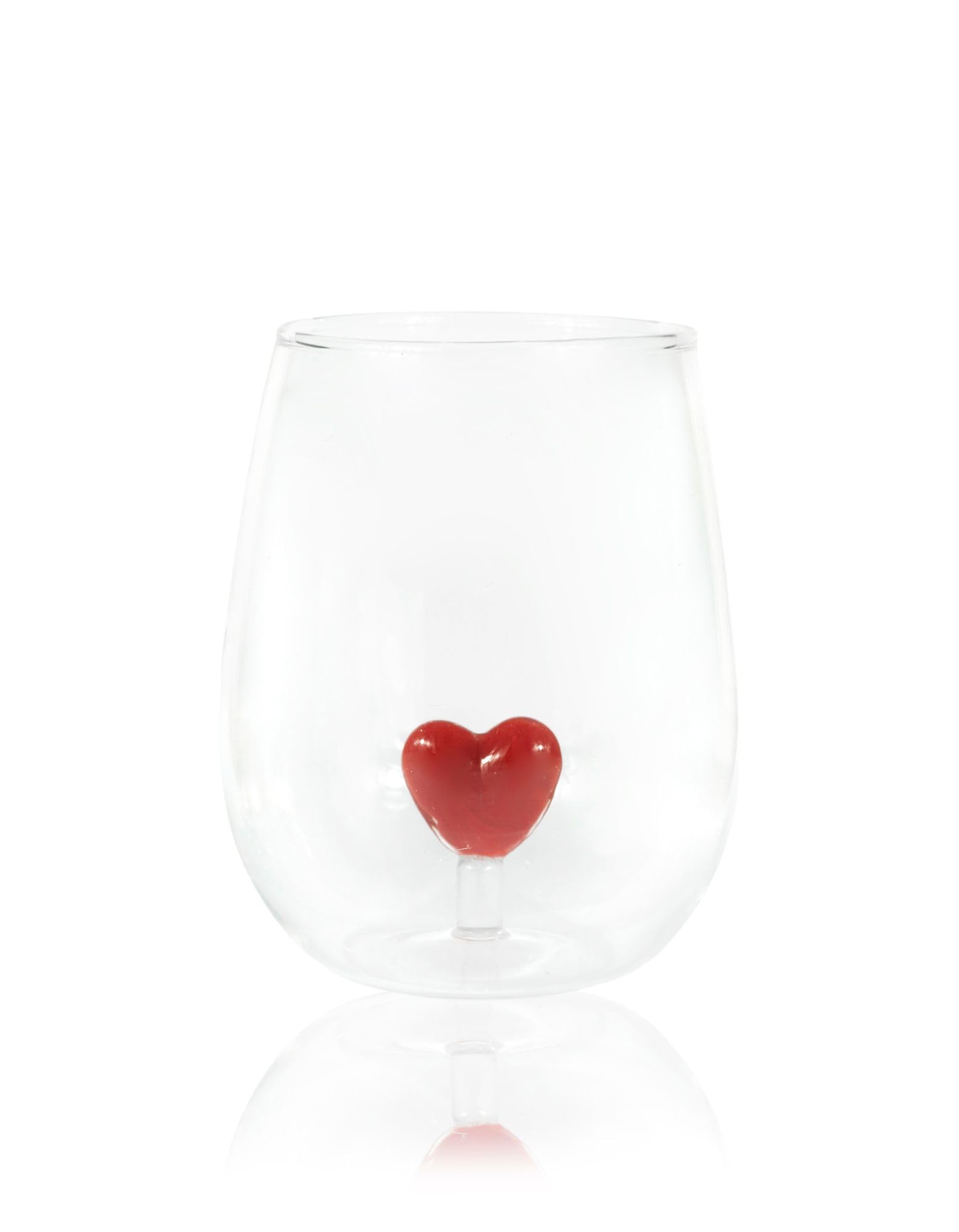 Curator Home Glass Drinking Glass with Figurine Inside – Decorative Glass Cup – 12.2cm Height (Love Heart)