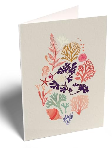 Image of Elena Essex Blank Note Card 12 Pack / Cards and Envelopes / 3.75 x 5.2 Inch Greeting Cards Cards for All Occasions / Coral Reef Design Blank Notecards / 300 Gsm Gold Foil Embossed Blank Cards / Notecards and Envelopes Set (Coral Reef)