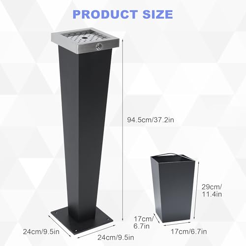 Image of lukar Galvanized Steel Trash Receptacle, Outdoor Trash Can with Removable Inner Barrel, Standing Garbage Collector Container for Commercial Use