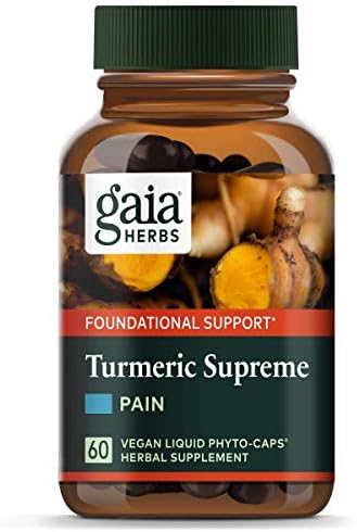 Gaia Herbs, Turmeric Supreme Pain, Herbal Pain Supplement with Curcumins, Vegan Liquid Capsules, 60 Count