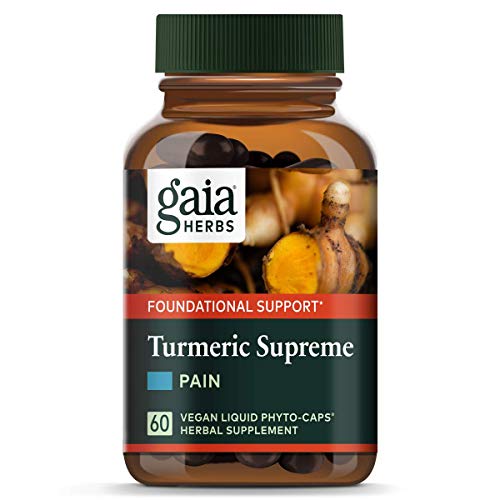 Gaia Herbs, Turmeric Supreme Pain, Herbal Pain Supplement With Curcumins, Vegan Liquid Capsules, 60 Count #TOP9