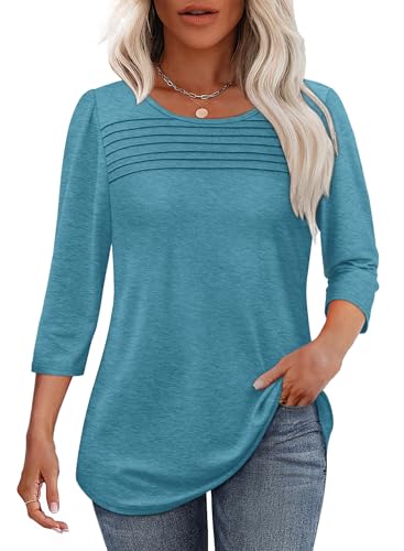 Plus Size Tops for Women Trendy Summer 3/4 Length Sleeve
