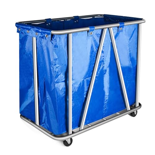 Carrito de limpieza resistente, cesta de lavandería con tela Oxford impermeable, gran capacidad, ruedas universales silenciosas para uso comercial