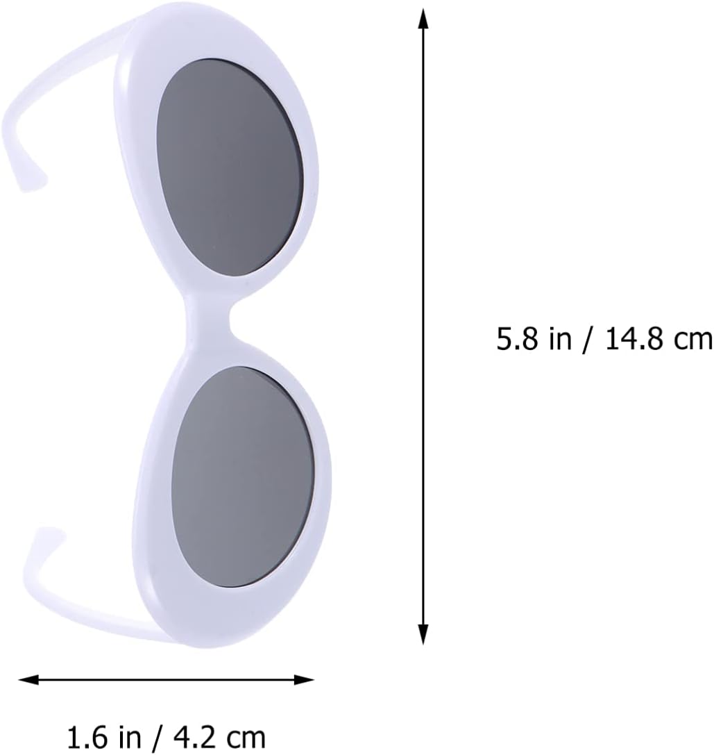 NUOBESTY Funny Style Sunglasses Novelty Glasses White Oval Frame Party Accessories Photo Props