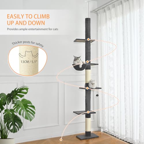 Árbol para Gatos de Piso a Techo con Altura Ajustable 112 in miniatura 5
