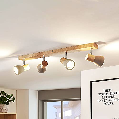 LED Plafonnier en béton 'Filiz' (Scandinave) en Gris en Pierre e. a. pour Chambre à coucher (à 4 lampes, E14) | Luminaire Plafonnier, Lampe Plafond, Eclerage Plafond, Eclairage Interieur - Image 3