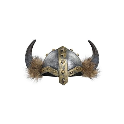Fun Costumes Women's Horned Viking Faux Fur Trimmed Helmet - ST Silver