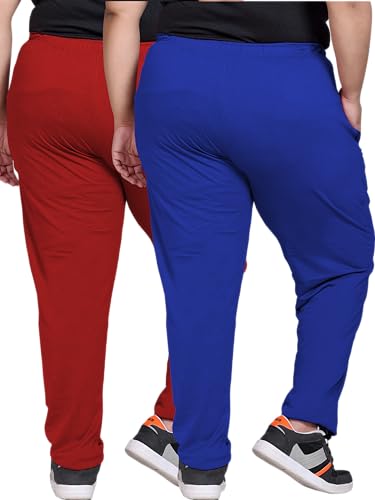 Image of Elite soul Womens Regular Fit Cotton Track Pants | Casual & Sports Trousers | Plus Size Bottoms for Lounge, Gym & Night Wear | Sizes XL, 2XL, 3XL, 4XL, 5XL
