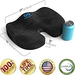 Everlasting Comfort Doctor Recommended Memory Foam Seat Cushion for Office Chairs & Car - Ergonomic Office Desk Accessories - Cushions for Tailbone Pain Relief, Sciatica (Black, Large) - Image 2