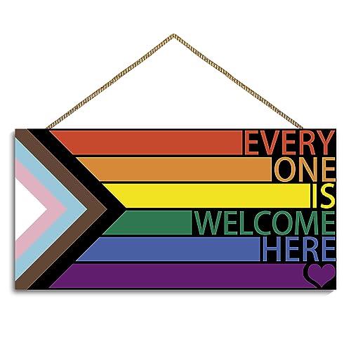 LGBT Rainbow Front Door Decor - Pride Wooden Wall Sign for Home Classroom