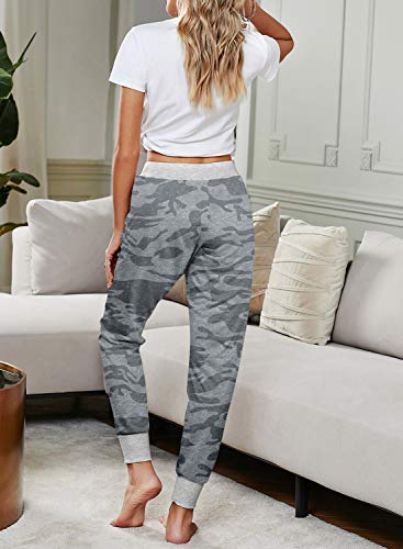 Onlypuff Women'S Casual Athletic Jogger Pants Tapered Training Gym Sweatpants Camo Gray L thumb #3