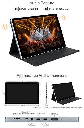 Image of Waveshare 10.5inch Capacitive Touch AMOLED Compatible with Raspberry Pi 4B /3B+ /3A+ /2B /B+ /A+ /Zero /Zero W /WH /Zero 2W CM3+ /4 HDMI Port 2560x1600 2K Resolution Supports Jetson Nano /Windows