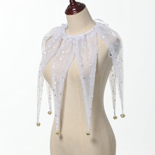 Christmas Collar for Decor Mesh Pointed Clown Collar Jester Neck Accessories with Jingle Bell Costumes4