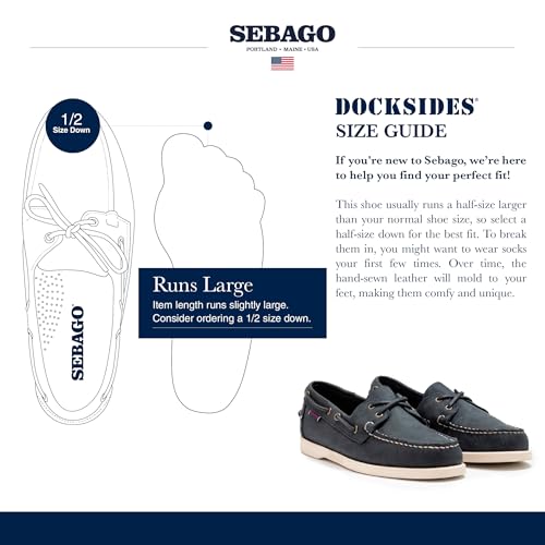 Sebago Portland Crazy H Boat Shoes - Patterned & Distressed Waxed Leather Mocassins with Leather Sock Lining and Non-Marking, Non-Slip Rubber Outsoles3