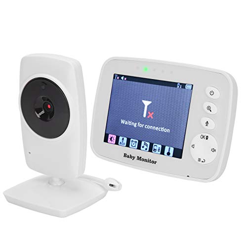 Monitor de bebé inalámbrico con visión nocturna, intercomunicador bidireccional, función de visualización de temperatura, señal privada para accesorios completos (enchufe UE 100-240V)