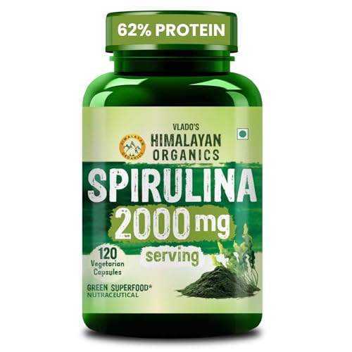 Himalayan Organics Spirulina 2000mg Per Serving - 120 Veg Capsules