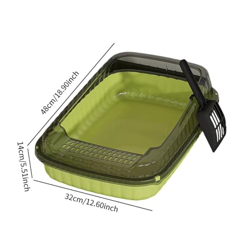 Arenero abierto para gatos con lados altos, verde miniatura 5