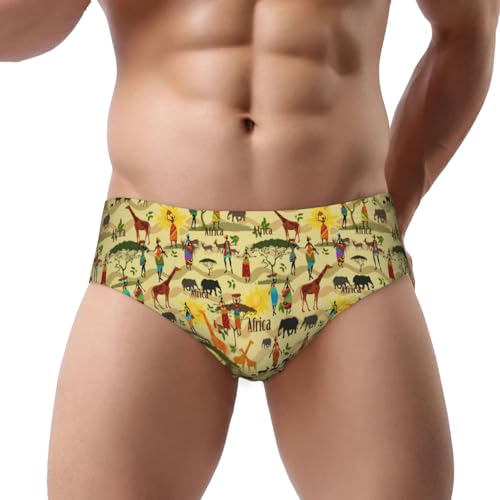 Vosery Mens Underwear - Elephant Giraffe Animal Soft Comfort Breathable Classic Fit Men's Bikini Underwear Briefs