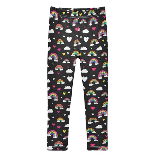 Girls Leggings Soft Toddler Ankle Length Bottoms Rainbow Kids Dance Yoga Pants 4-10 Years