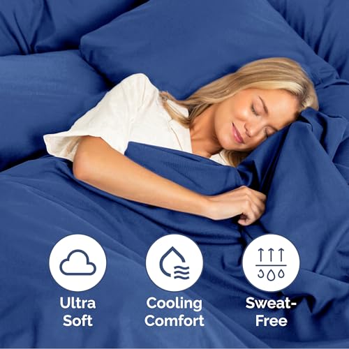 Image of Cal King Size 4 Piece Sheet Set - Ultra Soft & Cooling Sheets - Cobalt Blue