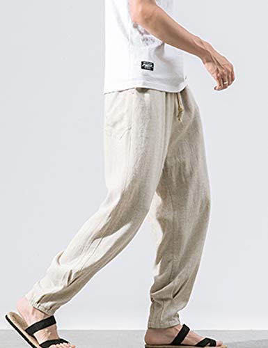ZGZZ7 Men's Summer Casual Loose Tapered Pants Palazzo Lounge Ankle Cropped Pants Trousers3