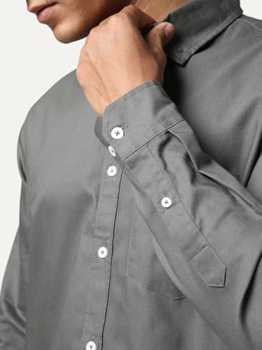 Image of Urbano Fashion Men's Cotton Full Sleeve Regular Fit Solid Oxford Shirt with Button-Down Collar