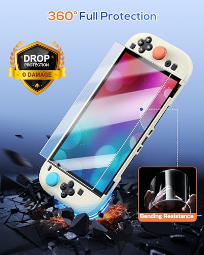 Image of FYOUNG Protective Case for Nintendo Switch 2 2025, Slim Hard Shell for Switch 2 Accessories, Scratch&Shock Protection Cover with Screen Protector, 8 Thumb Grip(Soft Yellow, Switch 2 7.9inch)