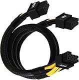 COMeap PCIe Verlängerungskabel für Corsair Netzteile, 63cm + 23cm doppelt geflochten, schwarz - ATX 8 Pin Stecker zu 2x PCIe 8 Pin (6+2) Anschluss - Adapter für Grafikkarten
