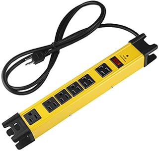 Heavy Duty Power Strip Surge Protector, 6 Outlet Industrial Power Strip with 15A, Shop Workshop Garden Metal Power Strip with 6FT Cord 1200 Joules ETL Listed.