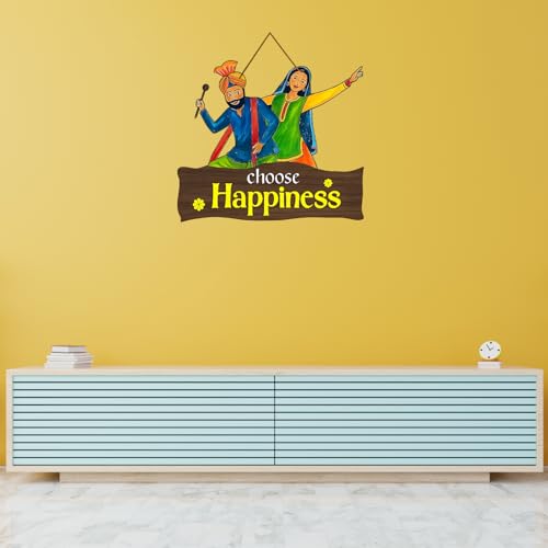 Image of GiftOday Choose Happiness Wooden Wall Hanger for Gateway | Home Decor | Office | Gifts | Bedroom | Designer Artwork Decor Items for Living Room | Pack of 1 | Size-18 x 30 CM