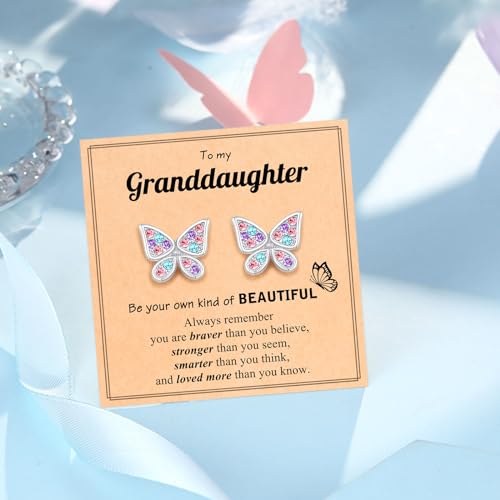 Upromi Hypoallergenic Stud Butterfly Earrings Jewelry Cute Granddaughter Gifts From Grandma Valentines Day Christmas Gifts For Age 4 6 8 10 12 Year Old Preteen Teen Tween Gifts Trendy Stuff thumb #5