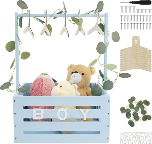 Panier de rangement en bois authentique et sa guirlande décorative pour bébé