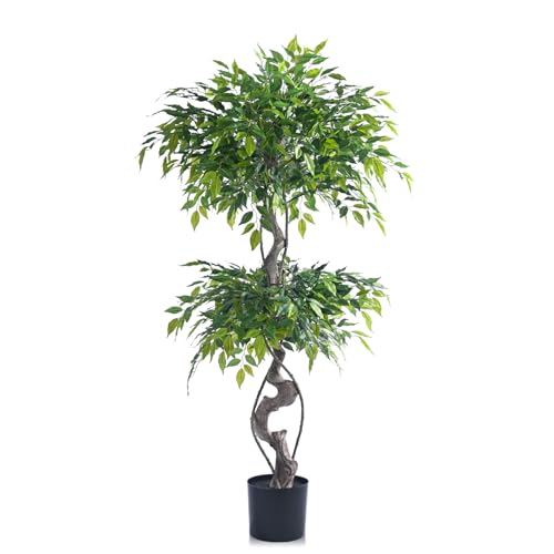 Kzztkz Artificial Ficus Tree with Unique Design - Tall Artificial Plants Indoor, Realistic Ficus...