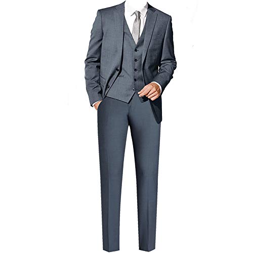 HBDesign Men's 3 Piece 2 Button Notch Lapel Trim Fit Formal Tux