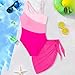 XuttHJH Girls Swimsuit with Skirt One Shoulder Two Piece Bathing Suits Color Block Summer Beach Pool Fashion Swimwear 7-18Y