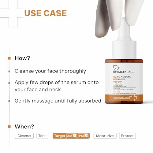 Image of DERMATOUCH Kojic Acid 2% Serum | Best for Hyperpigmentation, Uneven Skin Tone & Dark Spots | For Both Men & Women | 20ml