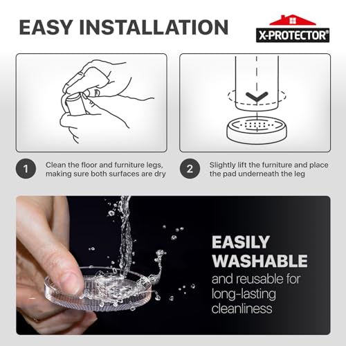 X-Protector Furniture Cups - 8 PCS 2.2\" - Non Slip Furniture Pads for Hardwood Floors - Transparent Floor Protectors - Bed Stoppers to Prevent Sliding - Keep Furniture from Sliding on Floor! (Round) - Thumbnail 7