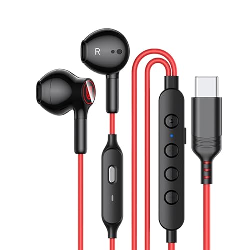 TSMORY Auriculares con cable para juegos con sonido claro y control de botón para juegos inmersivos, comunicación tipo C