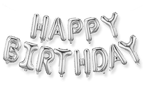 Fecedy Silver Happy Birthday Hang Alphabet Balloons Banner - //coolthings.us