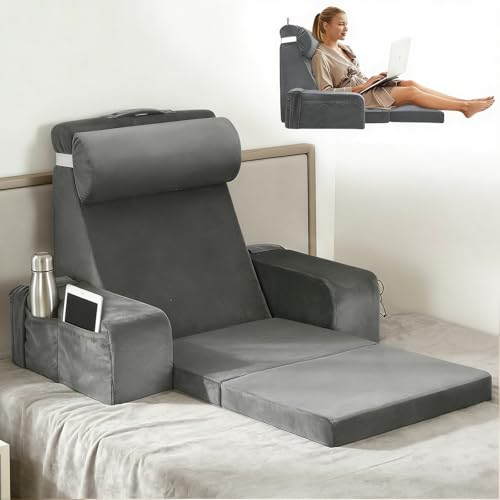 Hoyiyobi Lesekissen für Bett und Sofa, Rückenkissen aus Memory Foam mit Nackenkissen und Abnehmbaren Armlehnen und Sitzkissen, Erwachsenen Rückenkissen zum Lesen Videospiele Fernsehen