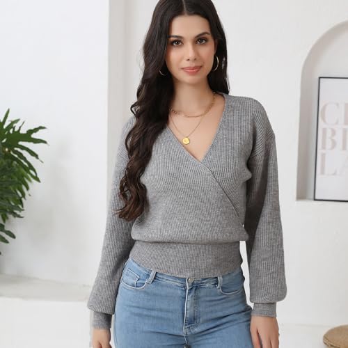 Image of Tops for Women Crochet Sweater V Neck Long Sleeve Lightweight Open Knit Pullover Casual Blouse for Spring Summer
