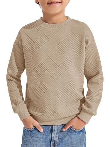 Haloumoning Boys Geometric Texture Sweatshirts Fashion Crewneck Long Sleeve Pullover Shirts 5-14 Years