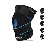 FEVAN Tutore Ginocchio Regolabile - Ginocchiera Ortopedica - Ginocchiere Unisex - Ginocchiera Sportiva per Artrosi Ginocchio con Silicone (Nero/Blu) (BLU/NERO)