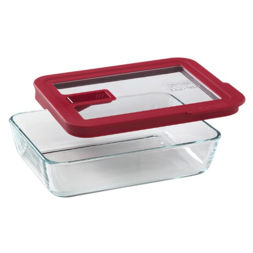 Pyrex No-Leak Lids 3-Cup Rectangle Glass Food Storage