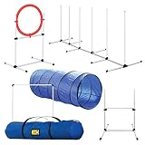 Dog Agility Training Equipment, Complete Set, Dog Tunnel, Jump, Hurdle, Hoop, Weave Poles Dog Obstacle Course, Backyard, Indoor, Outdoor