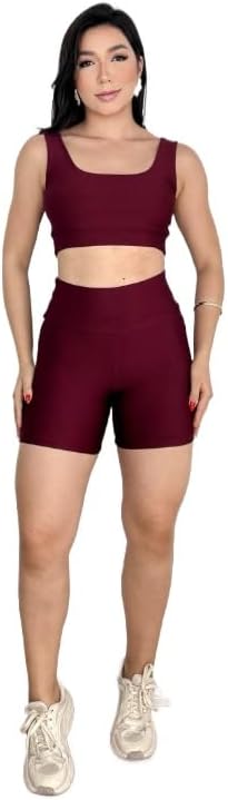 CONJUNTO ACADEMIA SHORT CINTURA ALTA E TOP ROUPA FITNESS MUSCULAÇ...