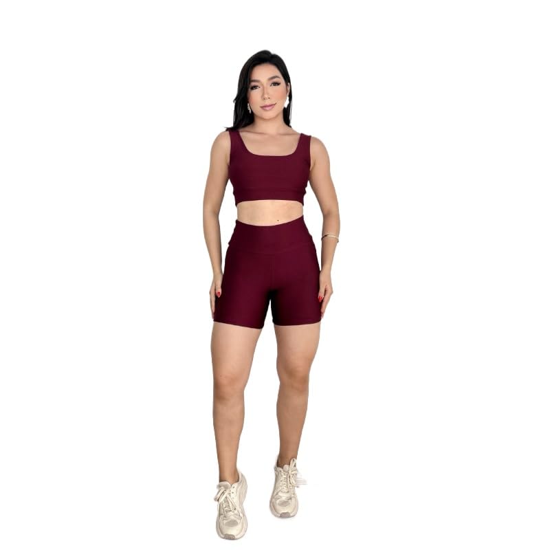 CONJUNTO ACADEMIA SHORT CINTURA ALTA E TOP ROUPA FITNESS MUSCULAÇ...