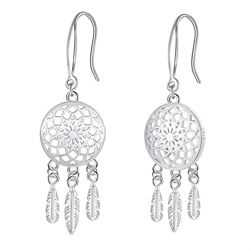 Boucles d'oreilles attrape-rêves argent hypoallergénique pour peau sensible