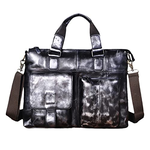 Mallette en cuir antique haut de gamme pour ordinateur homme 15" argenté